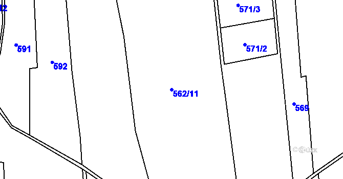 Parcela st. 562/11 v KÚ Bělá, Katastrální mapa