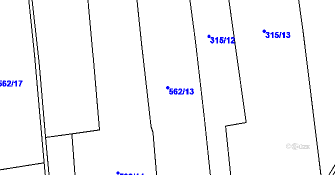 Parcela st. 562/13 v KÚ Bělá, Katastrální mapa
