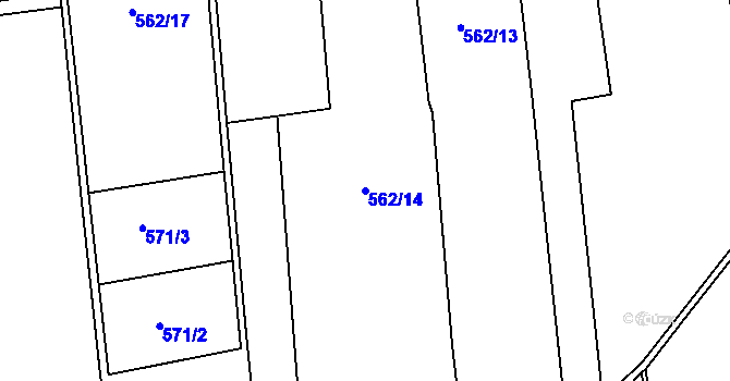 Parcela st. 562/14 v KÚ Bělá, Katastrální mapa