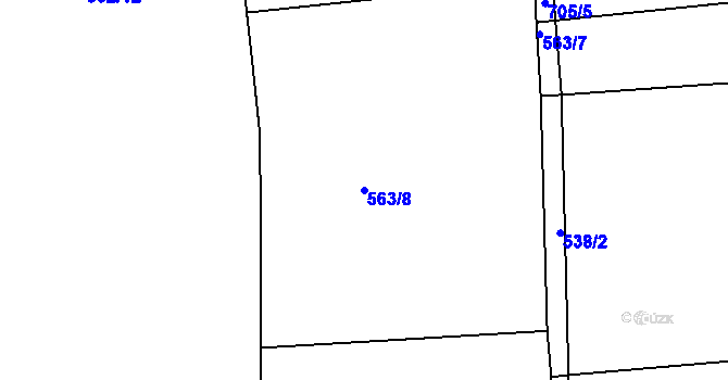 Parcela st. 563/8 v KÚ Bělá, Katastrální mapa