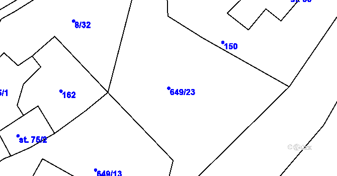 Parcela st. 649/23 v KÚ Bělá, Katastrální mapa