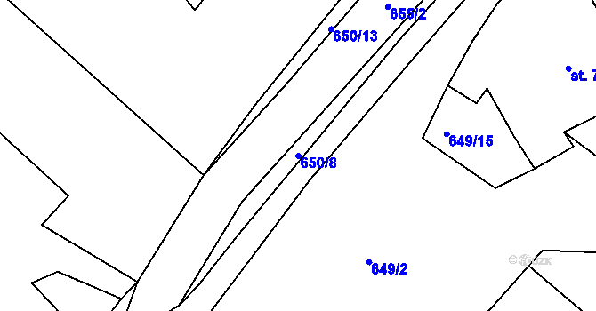 Parcela st. 650/8 v KÚ Bělá, Katastrální mapa