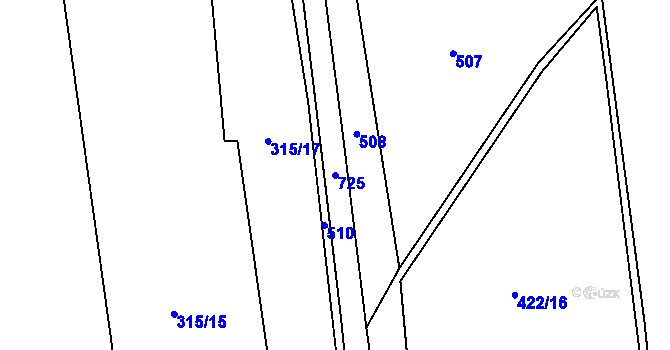 Parcela st. 725 v KÚ Bělá, Katastrální mapa