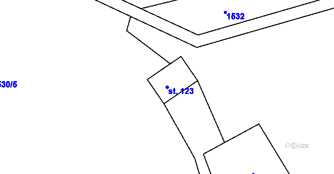 Parcela st. 123 v KÚ Bělá u Staré Paky, Katastrální mapa
