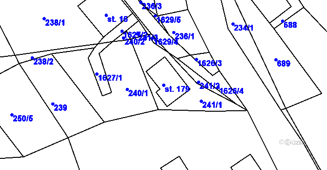 Parcela st. 179 v KÚ Bělá u Staré Paky, Katastrální mapa