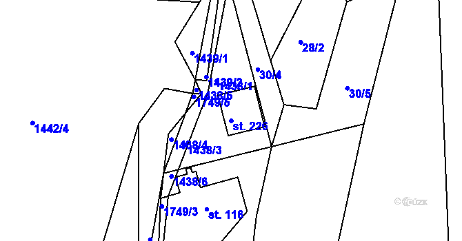 Parcela st. 226 v KÚ Bělá u Staré Paky, Katastrální mapa