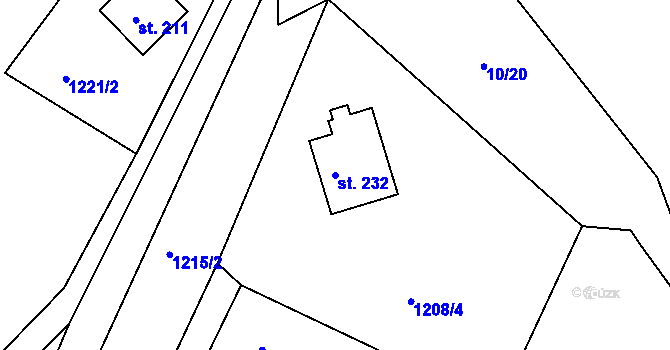 Parcela st. 232 v KÚ Bělá u Staré Paky, Katastrální mapa