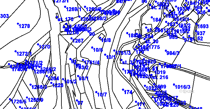Parcela st. 10/1 v KÚ Bělá u Staré Paky, Katastrální mapa