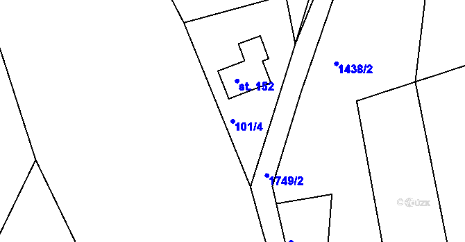 Parcela st. 101/4 v KÚ Bělá u Staré Paky, Katastrální mapa