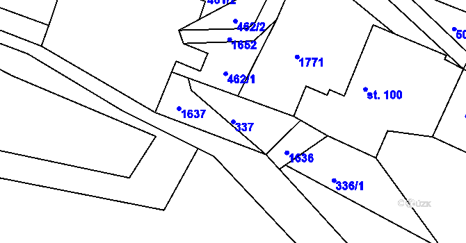 Parcela st. 337 v KÚ Bělá u Staré Paky, Katastrální mapa