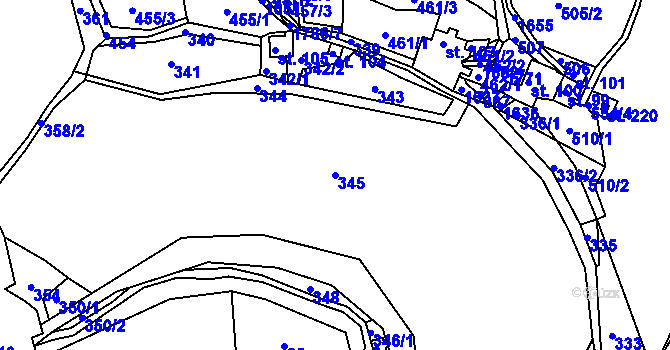 Parcela st. 345 v KÚ Bělá u Staré Paky, Katastrální mapa