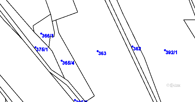 Parcela st. 363 v KÚ Bělá u Staré Paky, Katastrální mapa