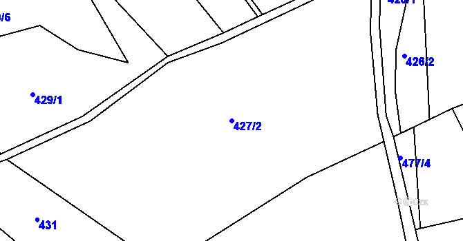 Parcela st. 427/2 v KÚ Bělá u Staré Paky, Katastrální mapa