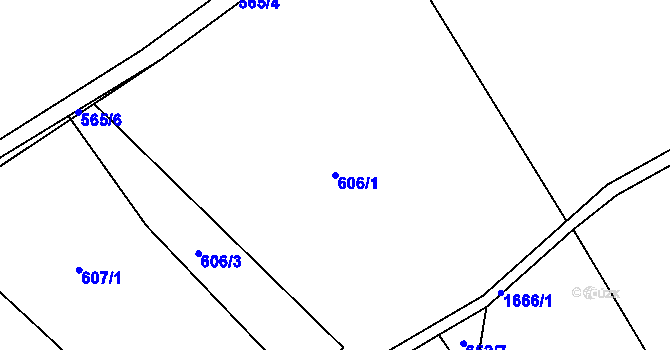 Parcela st. 606/1 v KÚ Bělá u Staré Paky, Katastrální mapa