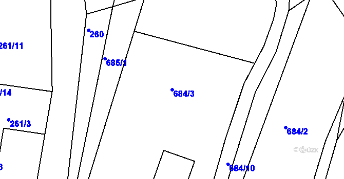 Parcela st. 684/3 v KÚ Bělá u Staré Paky, Katastrální mapa