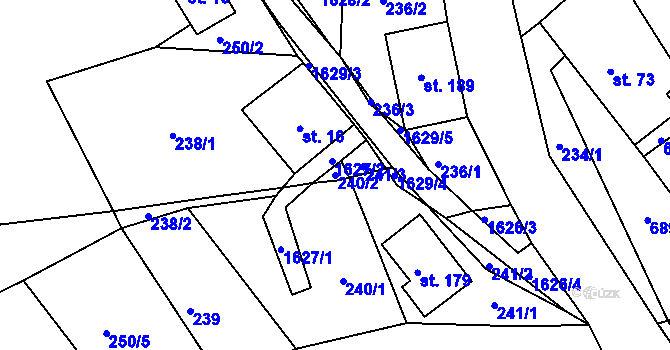 Parcela st. 240/2 v KÚ Bělá u Staré Paky, Katastrální mapa
