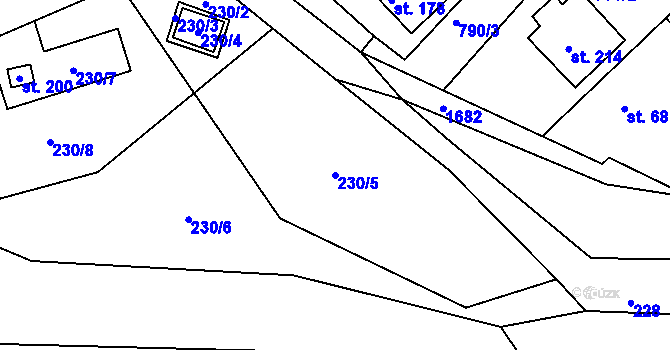 Parcela st. 230/5 v KÚ Bělá u Staré Paky, Katastrální mapa