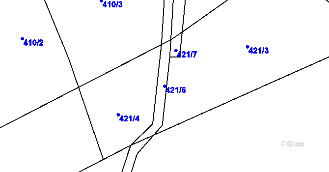 Parcela st. 421/6 v KÚ Bělá u Staré Paky, Katastrální mapa