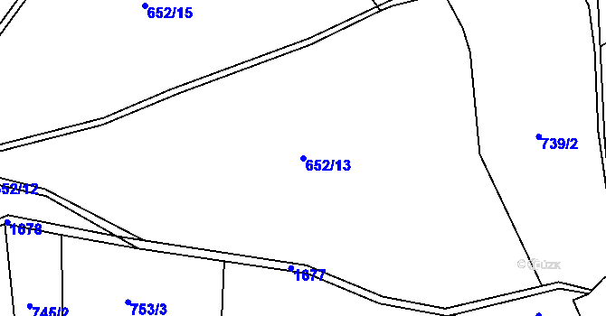 Parcela st. 652/13 v KÚ Bělá u Staré Paky, Katastrální mapa
