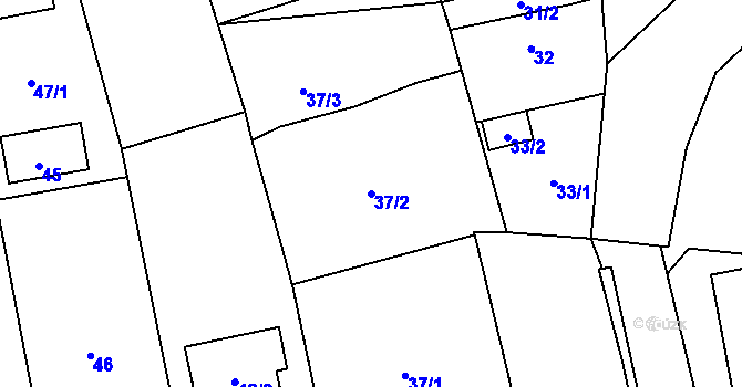 Parcela st. 37/2 v KÚ Bělá ve Slezsku, Katastrální mapa