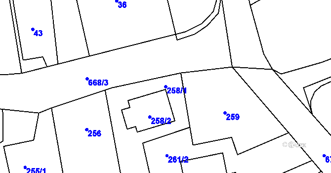 Parcela st. 258/1 v KÚ Bělá ve Slezsku, Katastrální mapa