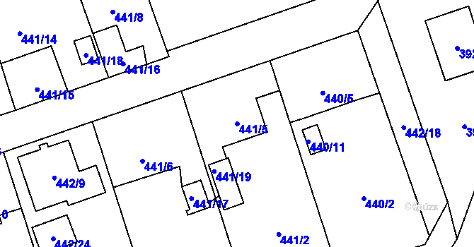 Parcela st. 441/5 v KÚ Bělá ve Slezsku, Katastrální mapa