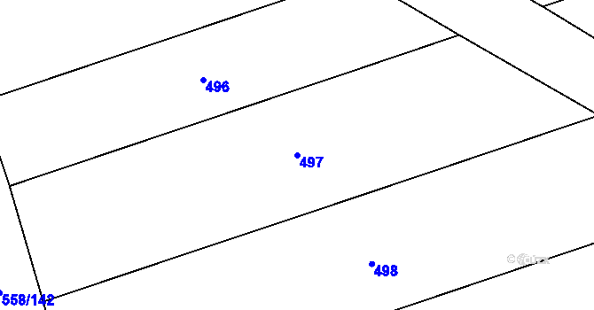 Parcela st. 497 v KÚ Bělá ve Slezsku, Katastrální mapa