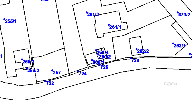 Parcela st. 261/4 v KÚ Bělá ve Slezsku, Katastrální mapa