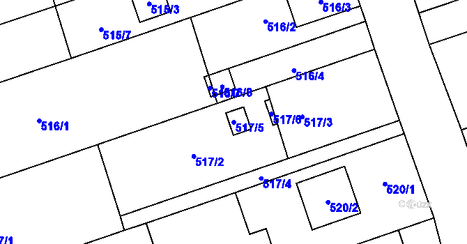 Parcela st. 517/5 v KÚ Bělá ve Slezsku, Katastrální mapa