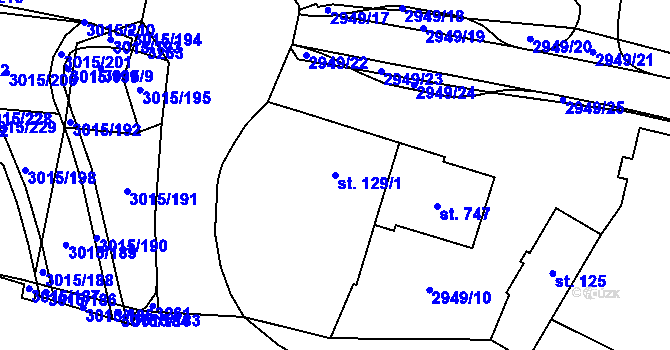 Parcela st. 129/1 v KÚ Bělá nad Radbuzou, Katastrální mapa