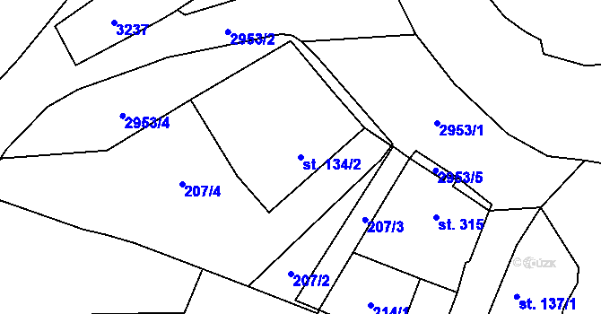 Parcela st. 134/2 v KÚ Bělá nad Radbuzou, Katastrální mapa