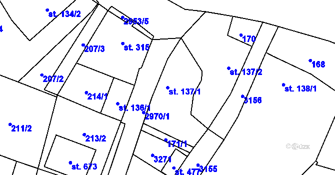 Parcela st. 137/1 v KÚ Bělá nad Radbuzou, Katastrální mapa