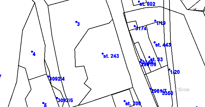 Parcela st. 243 v KÚ Bělá nad Radbuzou, Katastrální mapa