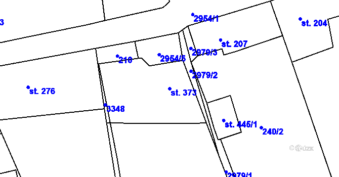 Parcela st. 373 v KÚ Bělá nad Radbuzou, Katastrální mapa