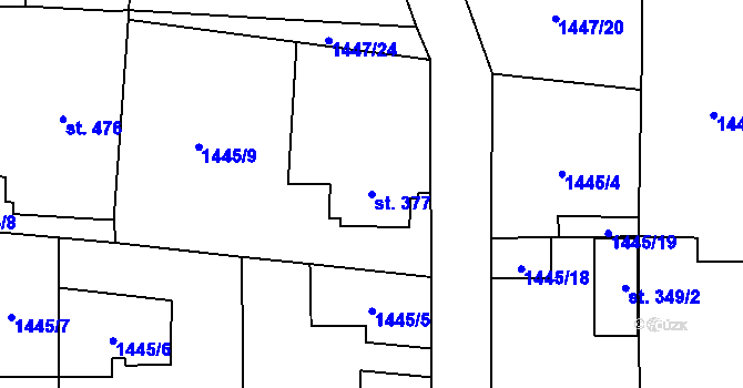 Parcela st. 377 v KÚ Bělá nad Radbuzou, Katastrální mapa