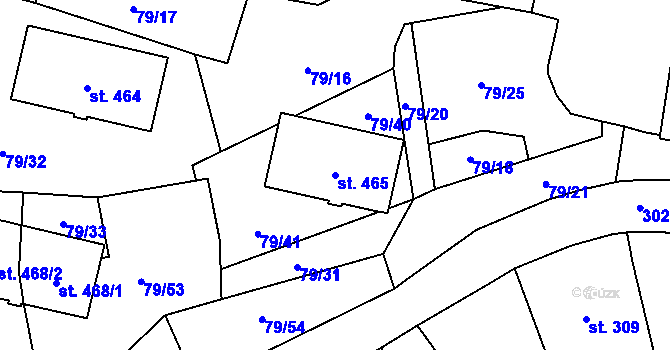 Parcela st. 465 v KÚ Bělá nad Radbuzou, Katastrální mapa