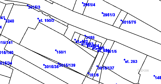 Parcela st. 483 v KÚ Bělá nad Radbuzou, Katastrální mapa