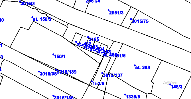 Parcela st. 485 v KÚ Bělá nad Radbuzou, Katastrální mapa