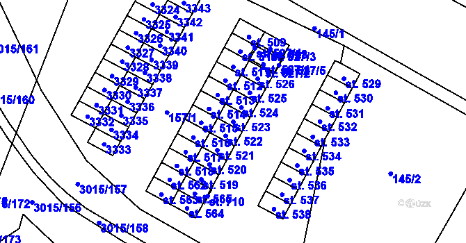 Parcela st. 523 v KÚ Bělá nad Radbuzou, Katastrální mapa