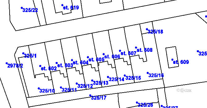 Parcela st. 606 v KÚ Bělá nad Radbuzou, Katastrální mapa