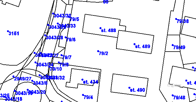 Parcela st. 79/2 v KÚ Bělá nad Radbuzou, Katastrální mapa