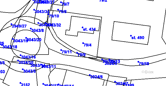 Parcela st. 79/4 v KÚ Bělá nad Radbuzou, Katastrální mapa