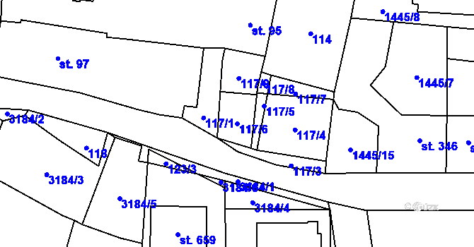 Parcela st. 117/6 v KÚ Bělá nad Radbuzou, Katastrální mapa