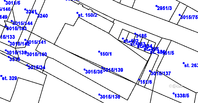 Parcela st. 150/1 v KÚ Bělá nad Radbuzou, Katastrální mapa