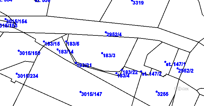 Parcela st. 183/3 v KÚ Bělá nad Radbuzou, Katastrální mapa