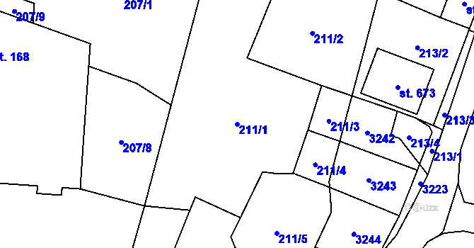 Parcela st. 211/1 v KÚ Bělá nad Radbuzou, Katastrální mapa