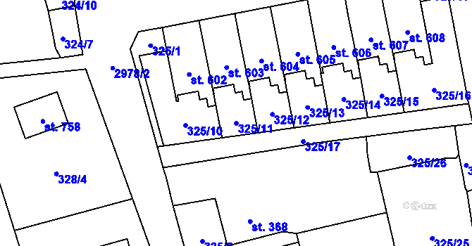 Parcela st. 325/11 v KÚ Bělá nad Radbuzou, Katastrální mapa