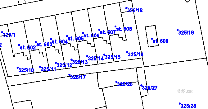Parcela st. 325/15 v KÚ Bělá nad Radbuzou, Katastrální mapa