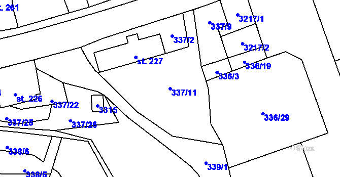 Parcela st. 337/11 v KÚ Bělá nad Radbuzou, Katastrální mapa