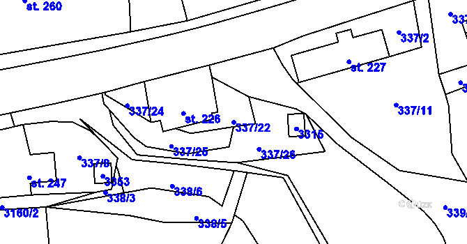 Parcela st. 337/22 v KÚ Bělá nad Radbuzou, Katastrální mapa